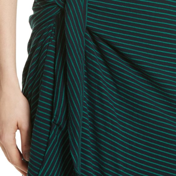 VINCE Classic Stripe Green Side Tie Jersey Dress - Picture 5 of 6
